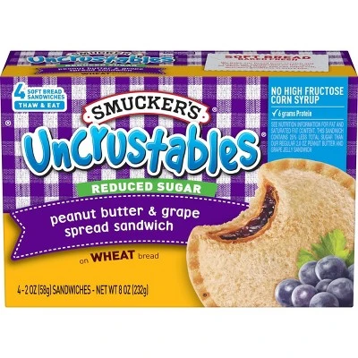Smucker's Frozen Uncrustables Whole Wheat Peanut Butter & Grape Jelly Sandwiches  4pk