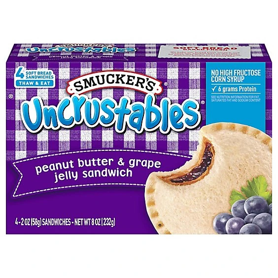 Smucker's Uncrustables Soft Bread Sandwiches, Peanut Butter & Grape Jelly