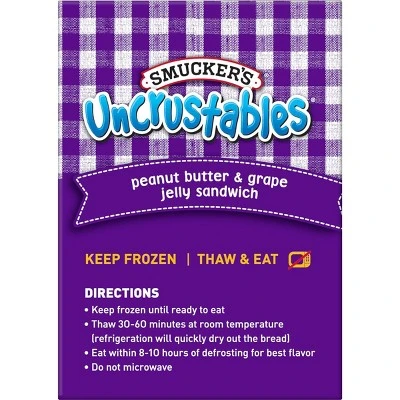Smuckers Frozen Uncrustables Peanut Butter & Grape Jelly Sandwich 30oz/15ct