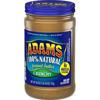 Adams Peanut Butter 100% Natural Crunchy Peanut Butter 26oz