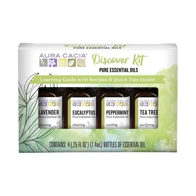 Aura Cacia Discover Essential Oils Kit  4ct/0.25 fl oz