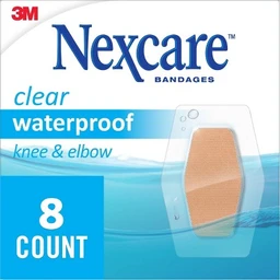 Nexcare Nexcare Waterproof Bandages Knee & Elbow, Clear, 2 3/8 in x 3 1/2 in, 8 ct.