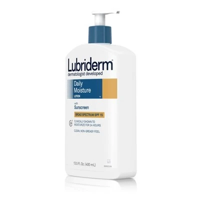 Lubriderm Daily Moisture Body Lotion With Broad Spectrum SPF 15 Sunscreen  13.5 fl oz