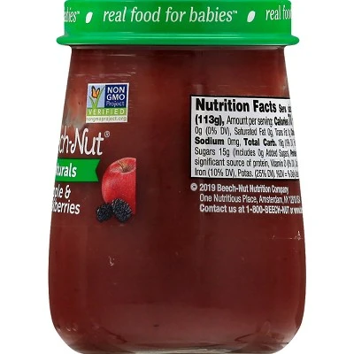 Beech Nut Naturals Pureed Baby Food, Apple & Blackberry