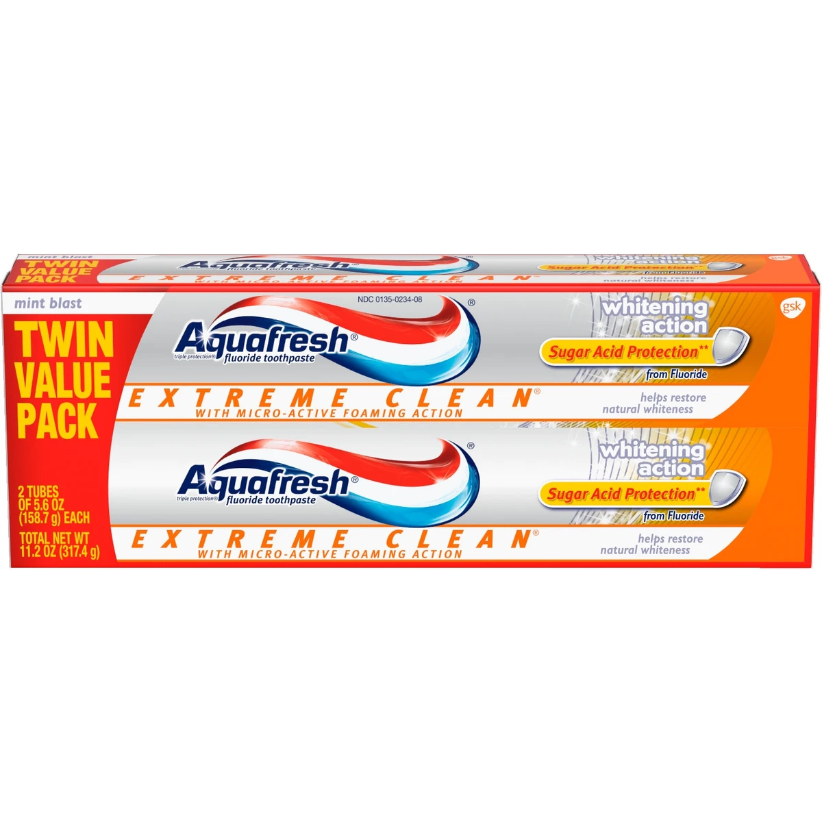 Aquafresh Extreme Clean Whitening Action Toothpaste  2ct/5.6oz
