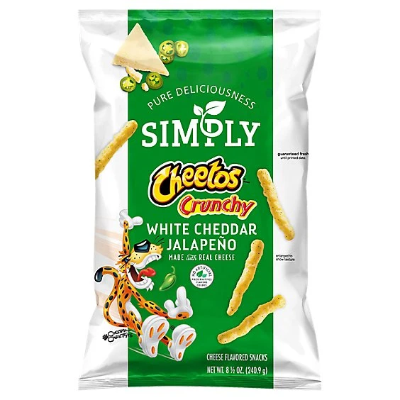 Cheetos Simply White Cheddar Jalapeno Crunchy Cheese Flavored Snacks, White Cheddar Jalapeno