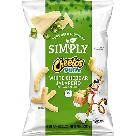 Cheetos Simply White Cheddar Jalapeno Cheese Flavored Snack 7.75oz