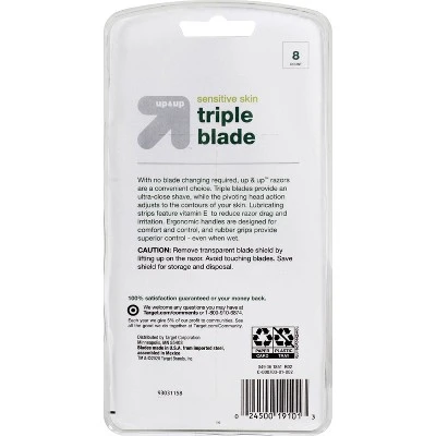 Men's Triple Blade Sensitive Skin Disposable Razor  8ct  Up&Up™