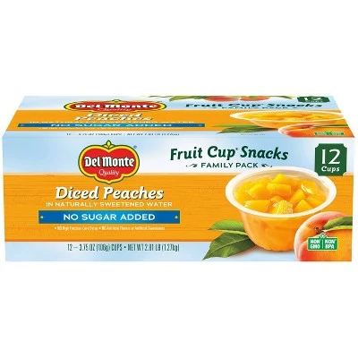 Del Monte Diced Peaches Fruit Cup Snacks  44.8oz 12ct