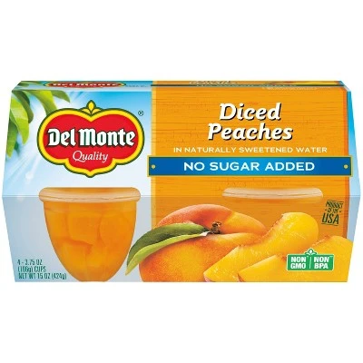 Del Monte No Sugar Added Diced Peaches  4pk