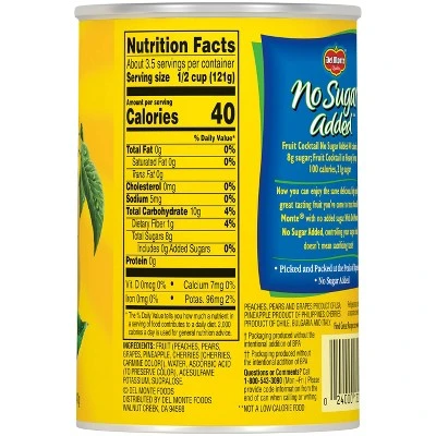 Del Monte No Sugar Added Fruit Cocktail in Water  14.5oz