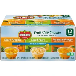 Del Monte Del Monte Diced Peaches Diced Pears & Mandarin Oranges Fruit Cups 4oz/12ct