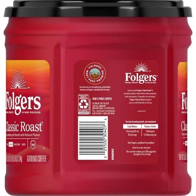 Folgers Classic Medium Roast Ground Coffee  30.5oz