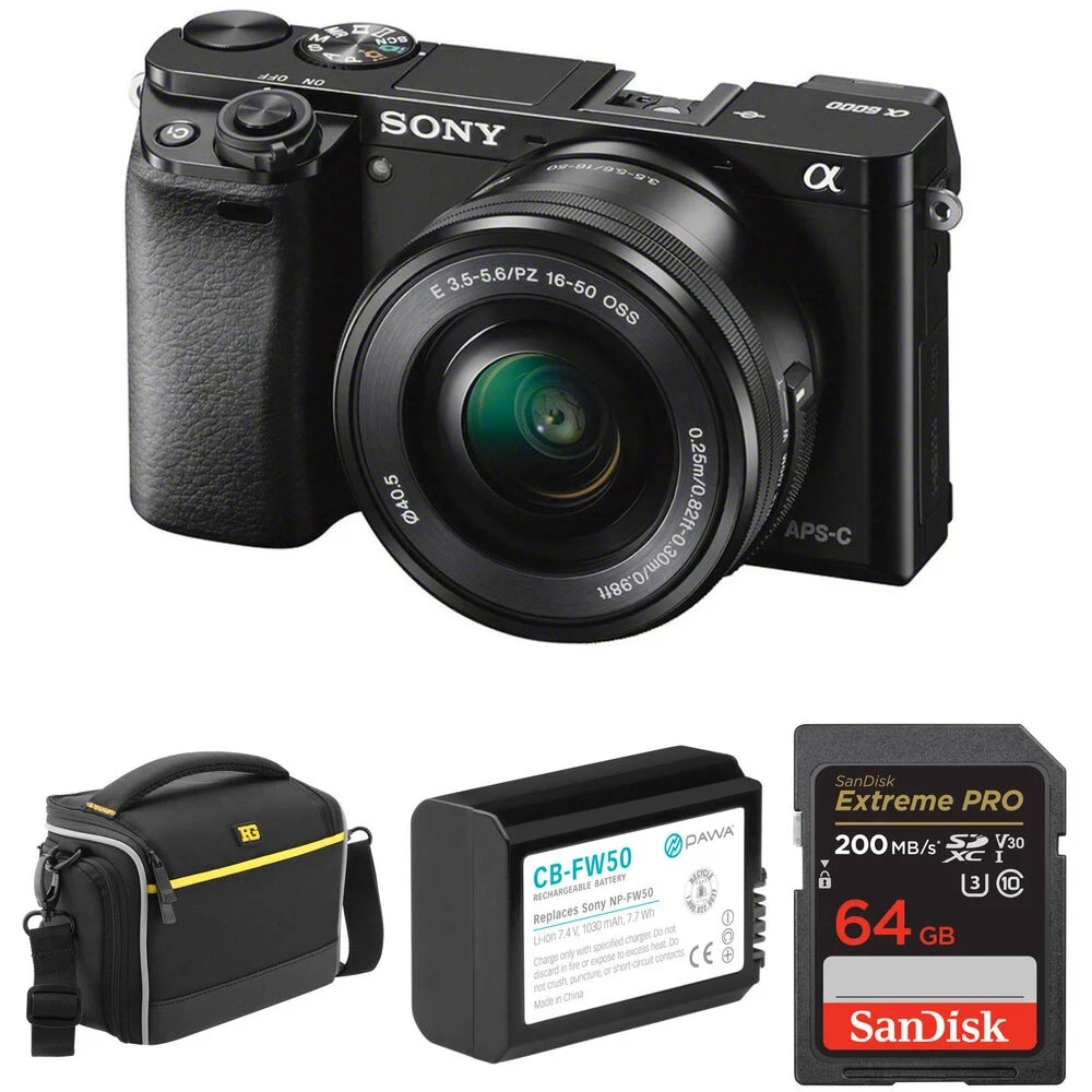 Sony A6000 Mirrorless Camera with 16-50mm Lens and Accessories Kit