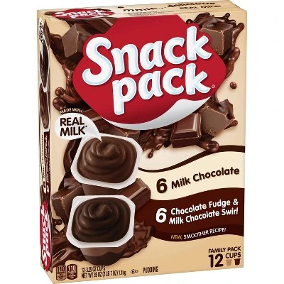 Hunt's Snack Pack Chocolate Fudge & Milk Chocolate Swirl Pudding Cups 12ct