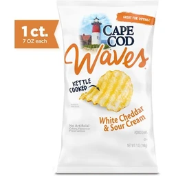 Cape Cod Cape Cod Waves Kettle Cooked White Cheddar & Sour Cream Potato Chips  7.5oz