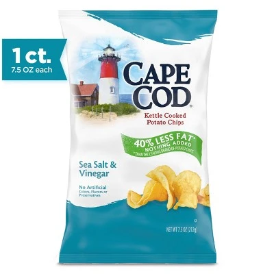 Cape Cod Kettle Cooked Potato Chips Sea Salt And Vinegar (8oz)