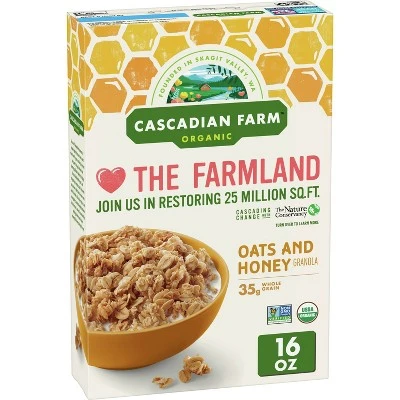 Cascadian Farm Oats & Honey Granola Breakfast Cereal  16oz