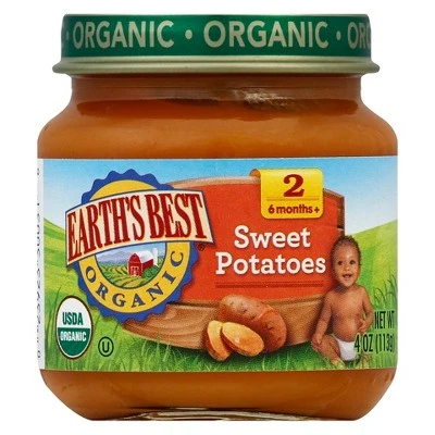 Earth's Best Organic Pureed Baby Food Sweet Potatoes  4oz