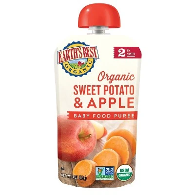 Earth's Best Organic Sweet Potato & Apple Baby Food Pouch  4oz/4pk Each