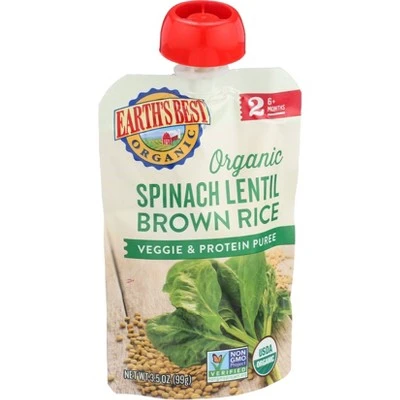 Earth's Best Organic Organic Spinach Lentil Brown Rice
