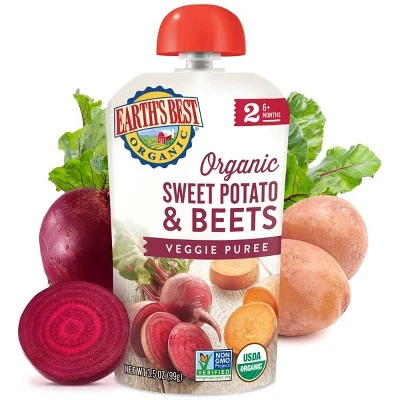 Earth's Best Organic Stage 2 Sweet Potato & Beets Baby Meals Pouch  3.5oz