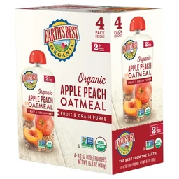 Earth's Best Earth's Best Organic Apple Peach Oatmeal Baby Food Pouch  4.2oz/4pk Each