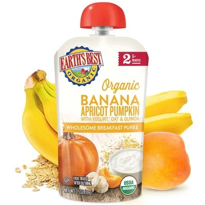 Earth's Best Organic Banana Apricot Pumpkin with Yogurt Oat & Quinoa Pouch  3.5oz