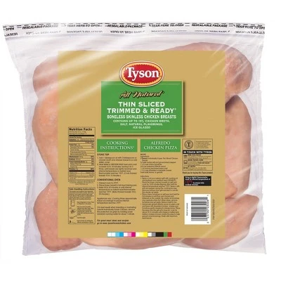 Tyson Thin Sliced Trimmed & Ready Boneless & Skinless Chicken Breast  Frozen  36oz