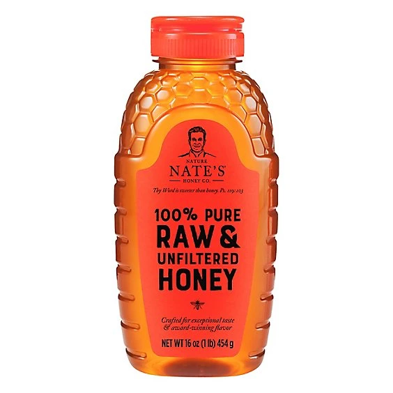 Nature Nate's 100% Pure Raw Unfiltered Honey – 16oz