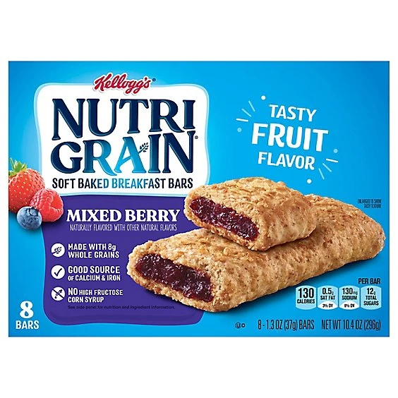 Nutri Grain Mixed Berry Soft Baked Cereal Bars  8ct  Kellogg's