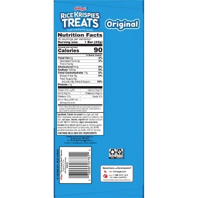 Rice Krispies The Original Treats Crispy Marshmallow Cereal Bars 40ct Kellogg's