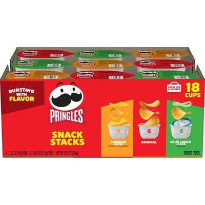 Pringles Snack Stacks Variety Pack Potato Crisps 18ct