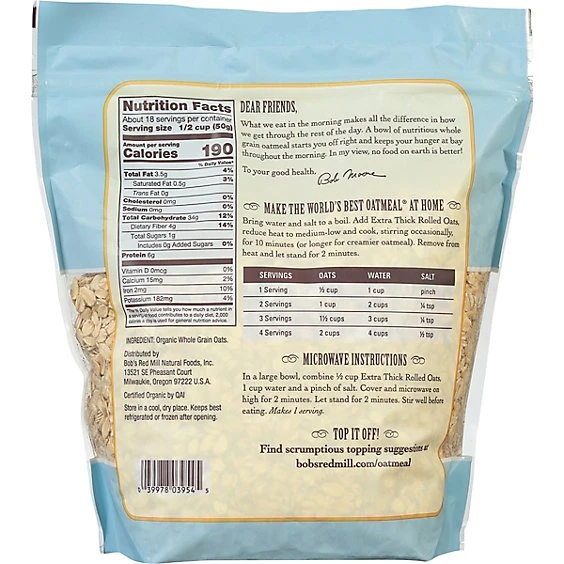 Bob's Red Mill Organic Thick Rolled Oats 32oz