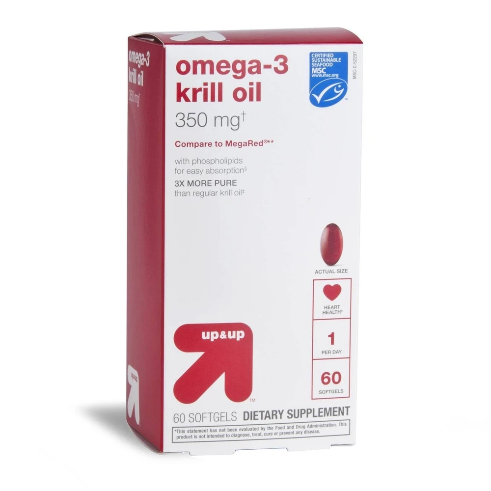 Omega 3 Krill Oil Dietary Supplement Softgels  60ct  Up&Up™