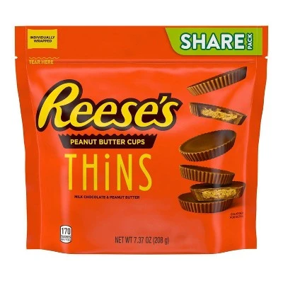 Reese's Thins Milk Chocolate & Peanut Butter Cups, Milk Chocolate & Peanut Butter