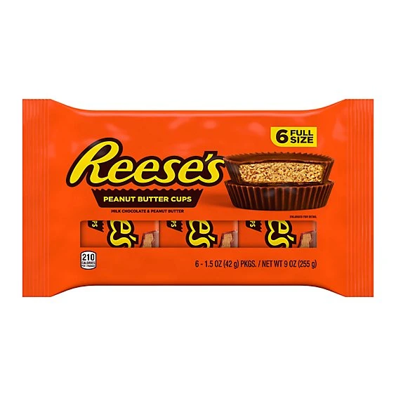 Reeses Peanut Butter Cups Milk Chocolate 6 1.6 Oz