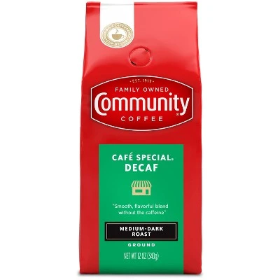 Community Coffee Café Special Medium Dark Roast Ground Coffee  Decaf  12oz