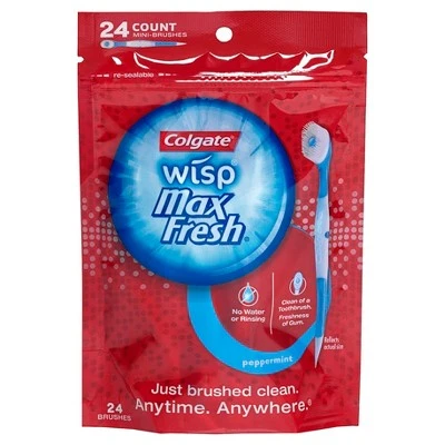 Colgate Max Fresh Wisp Disposable Mini Toothbrush  Peppermint  24ct