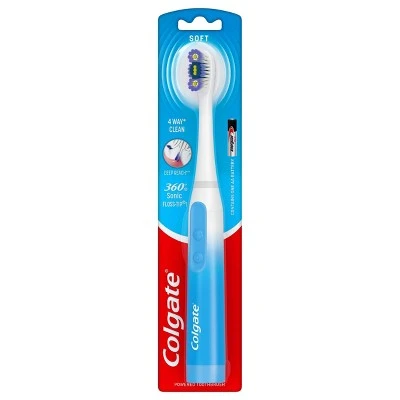 Colgate Total Advanced Floss Tip Battery Powered Toothbrush  Soft Bristles  1ct