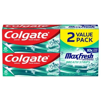 Colgate Max Fresh Toothpaste with Mini Breath Strips Clean Mint