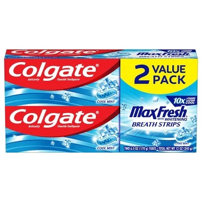 Colgate Max Fresh Toothpaste with Mini Breath Strips Cool Mint  6oz
