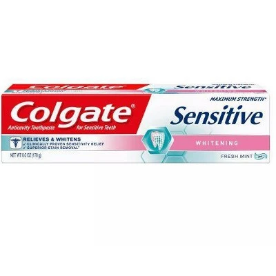 Colgate Sensitive Toothpaste Maximum Strength with Whitening  Fresh Mint Gel  6oz/3pk