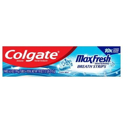 Colgate Max Fresh Toothpaste with Mini Breath Strips Cool Mint 6oz