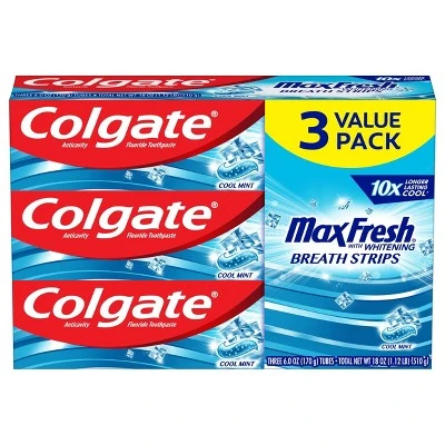 Colgate Max Fresh Toothpaste with Mini Breath Strips Cool Mint 6oz
