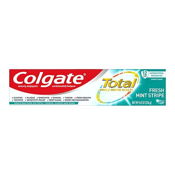 Colgate Total Toothpaste Gel with Fluoride  Fresh Mint Stripe  4.8oz