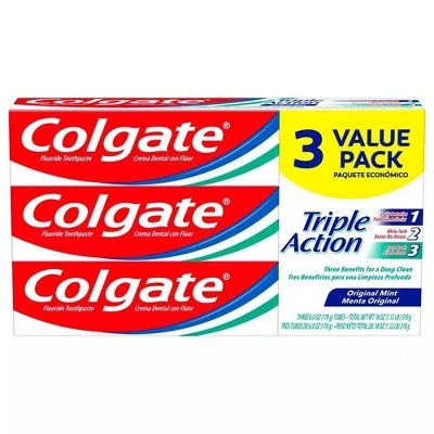 Colgate Triple Action Whitening Toothpaste with Anticavity Protection Mint 6oz/3pk