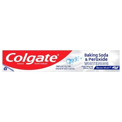 Colgate Baking Soda & Peroxide Whitening Toothpaste  Brisk Mint  6oz/3pk