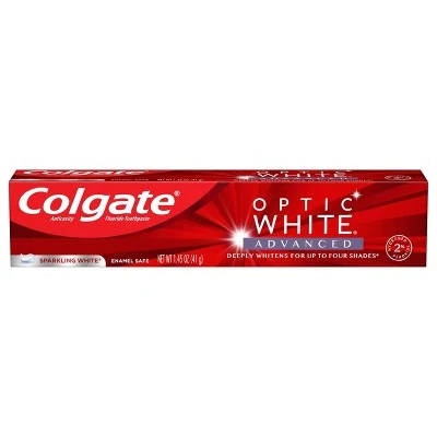 Colgate Optic White Advanced Teeth Whitening Travel Size Toothpaste  Sparkling White  1.45oz