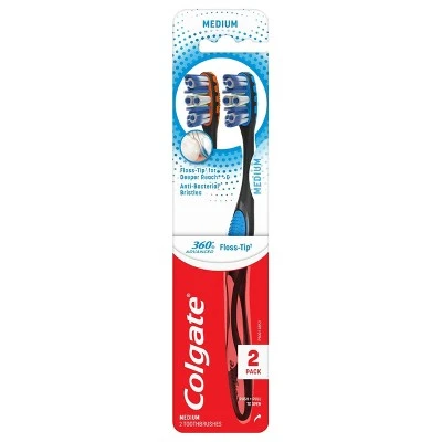 Colgate 360 Total Advanced Floss Tip Bristles Toothbrush Medium